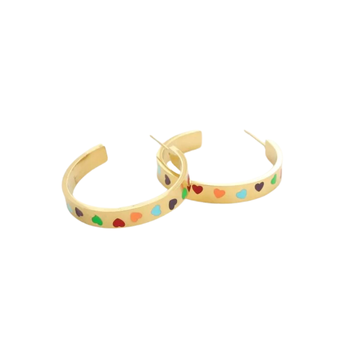 Ohrringe Herzen | Multicolor Gold