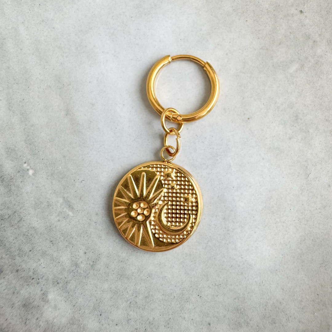 Single Oorbel Star Sun Moon | Goud