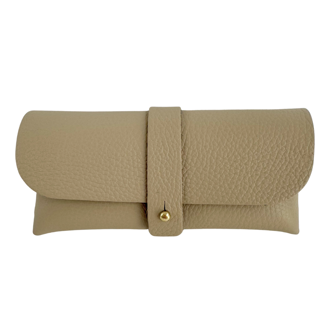 Brillenetui Leder Licht Taupe