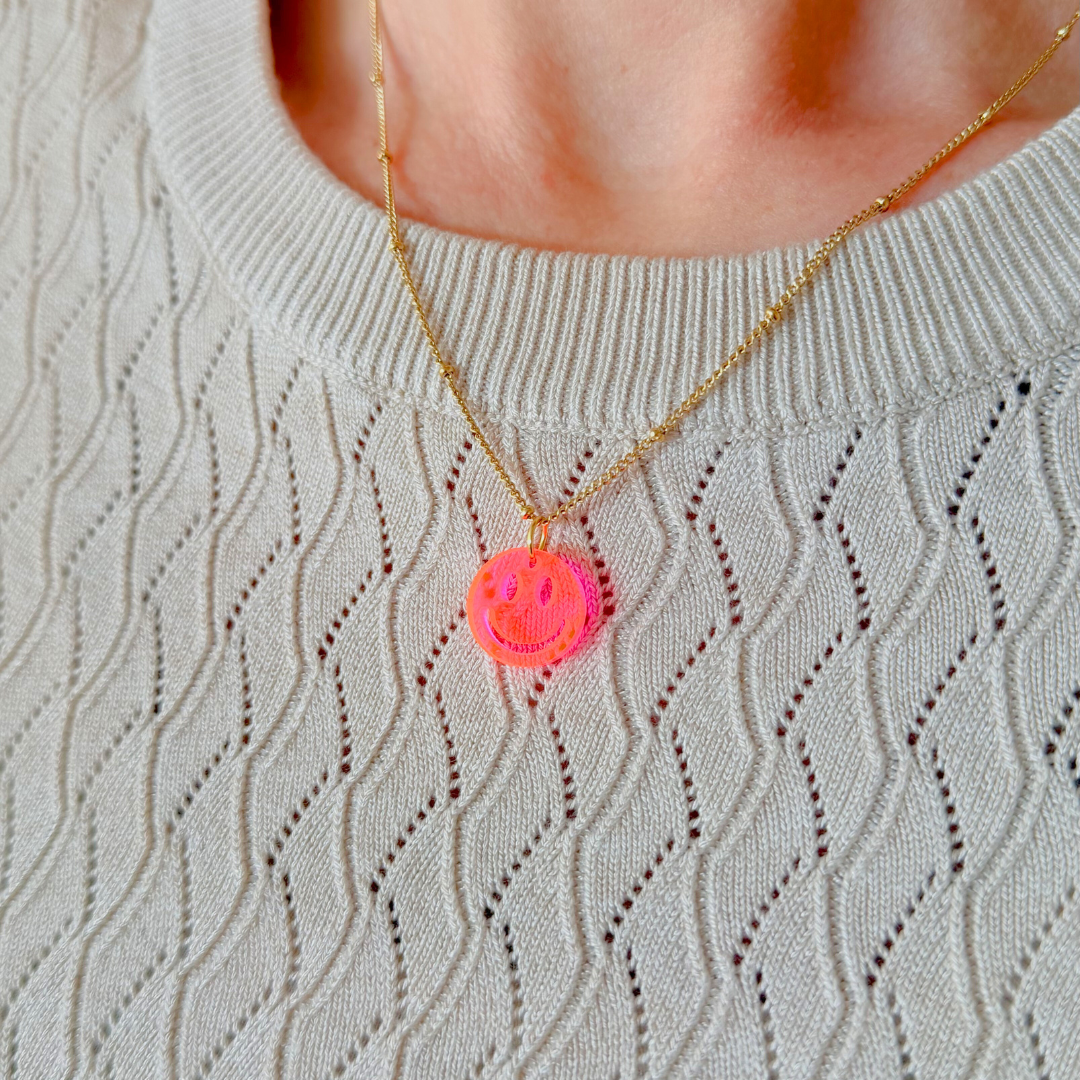 Ketting Lume Charms | Smile Neon Pink Gold