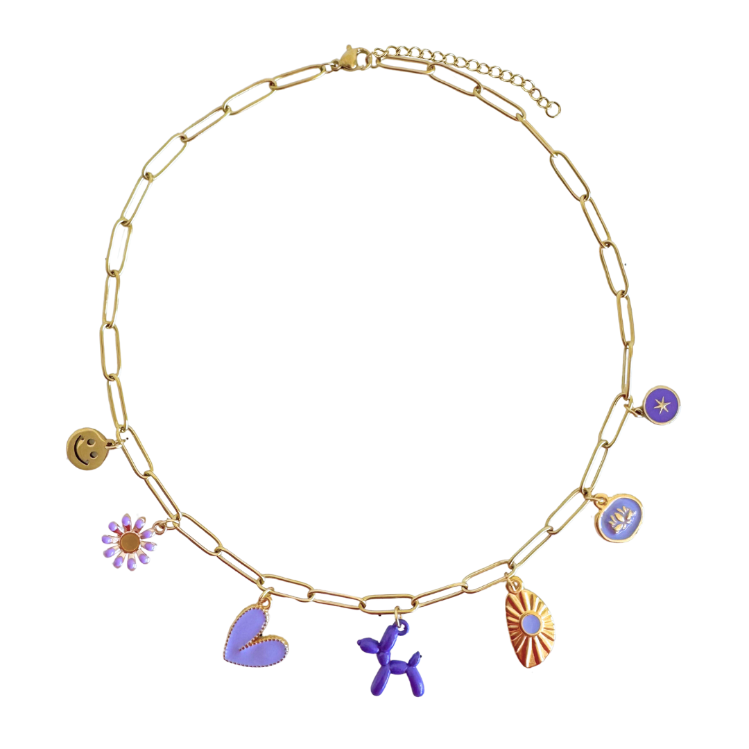 Schakelketting met bedels | Balloon Dog Purple