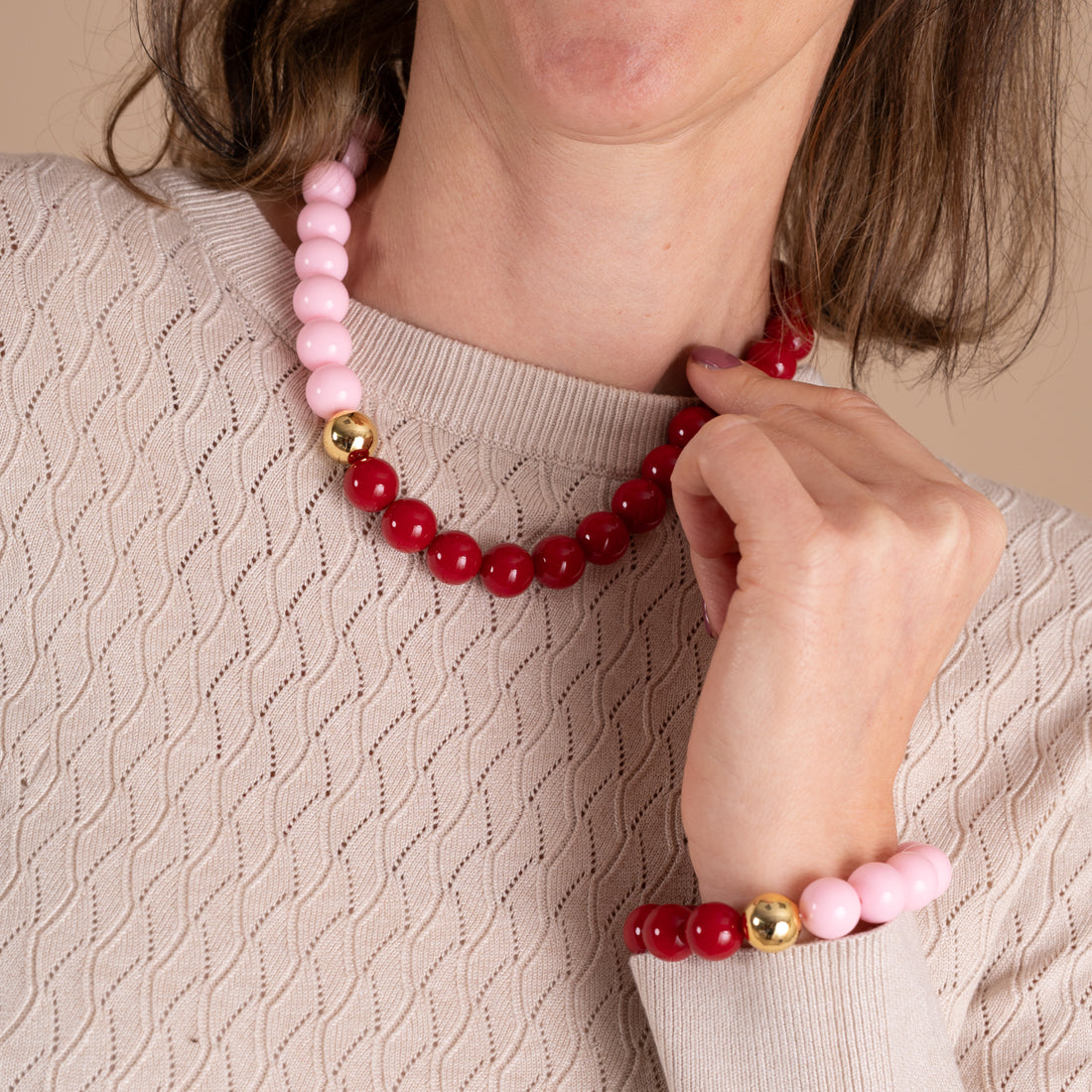 Bold Beads Ketting Two Tone | Peony & Cherry