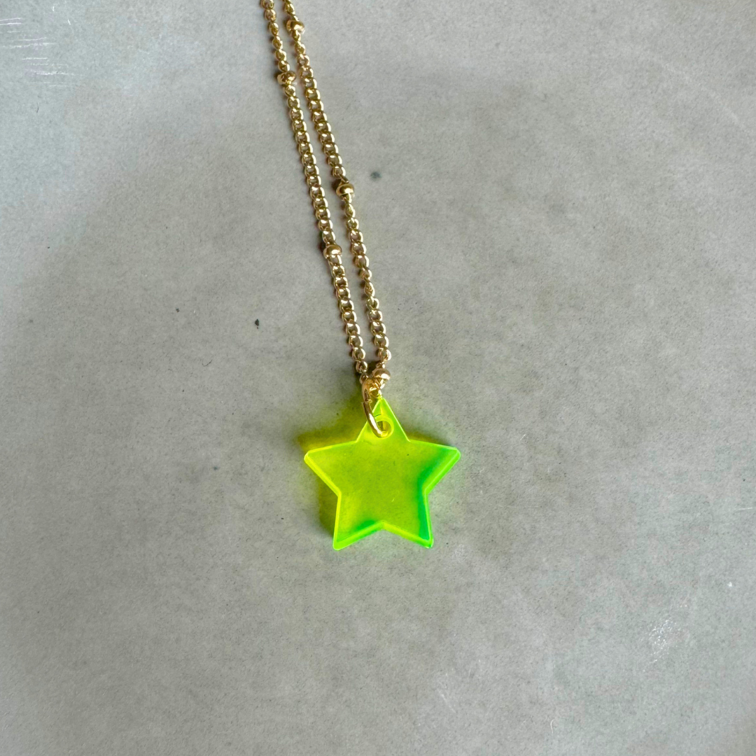 Ketting Lume Charms | Ster - Neon Yellow