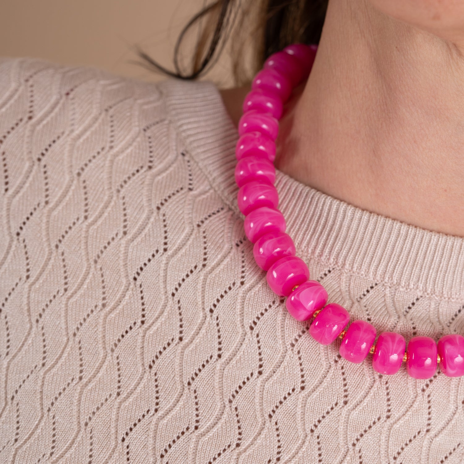 Necklace Beads Cobalt-Fuchsia-Green