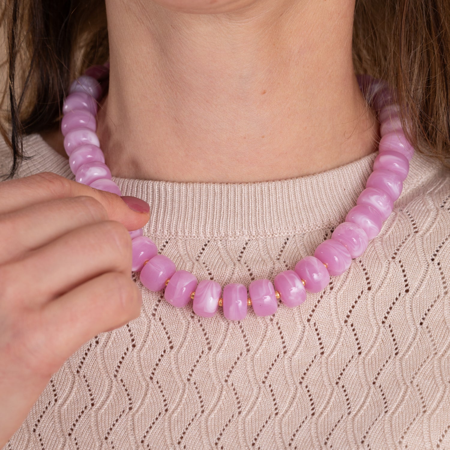 Necklace Beads Cobalt-Fuchsia-Green