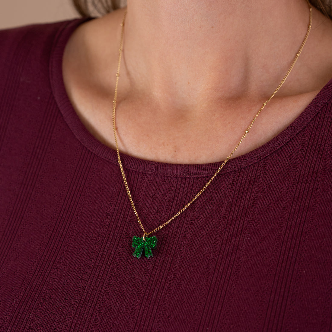 Ketting Lume Charms Glitter | Strikje - Green
