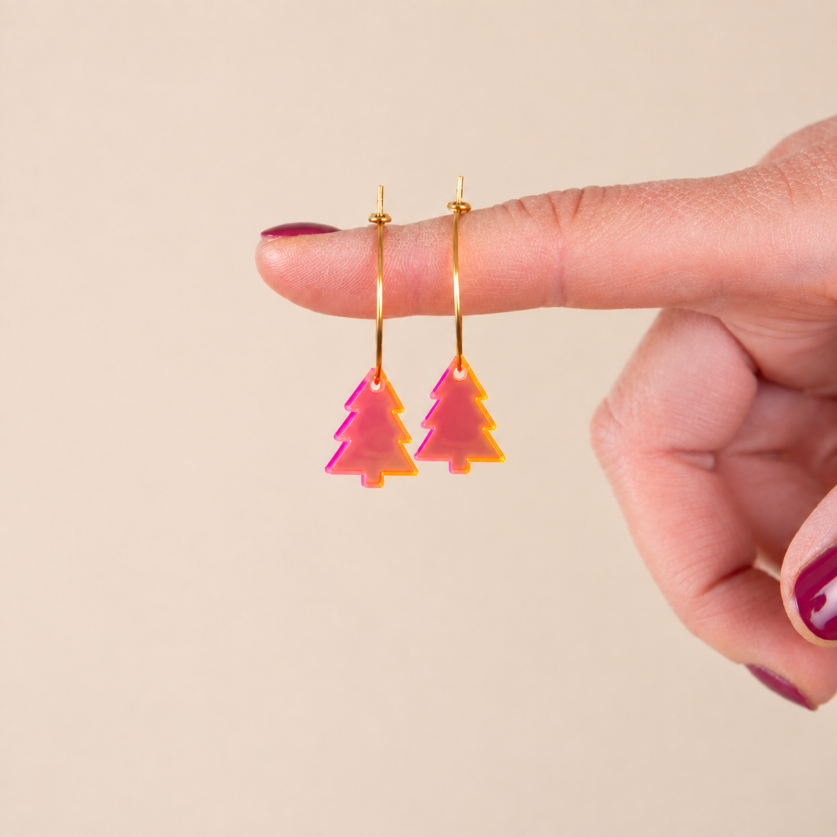 Oorbellen Hoops Lume Charms | Christmas Tree Neon Pink
