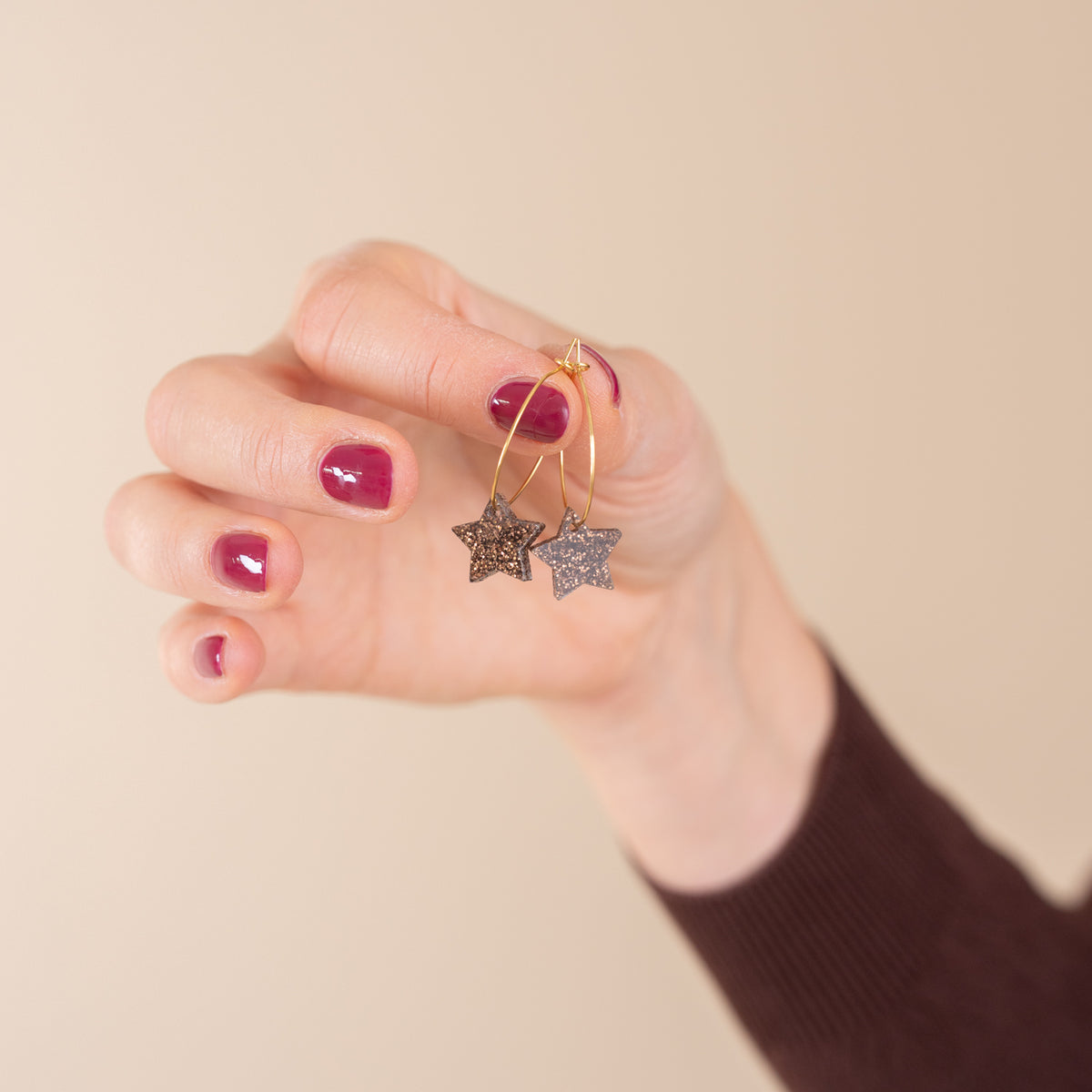 Oorbellen Hoops Lume Charms Glitter | Ster Chocolate