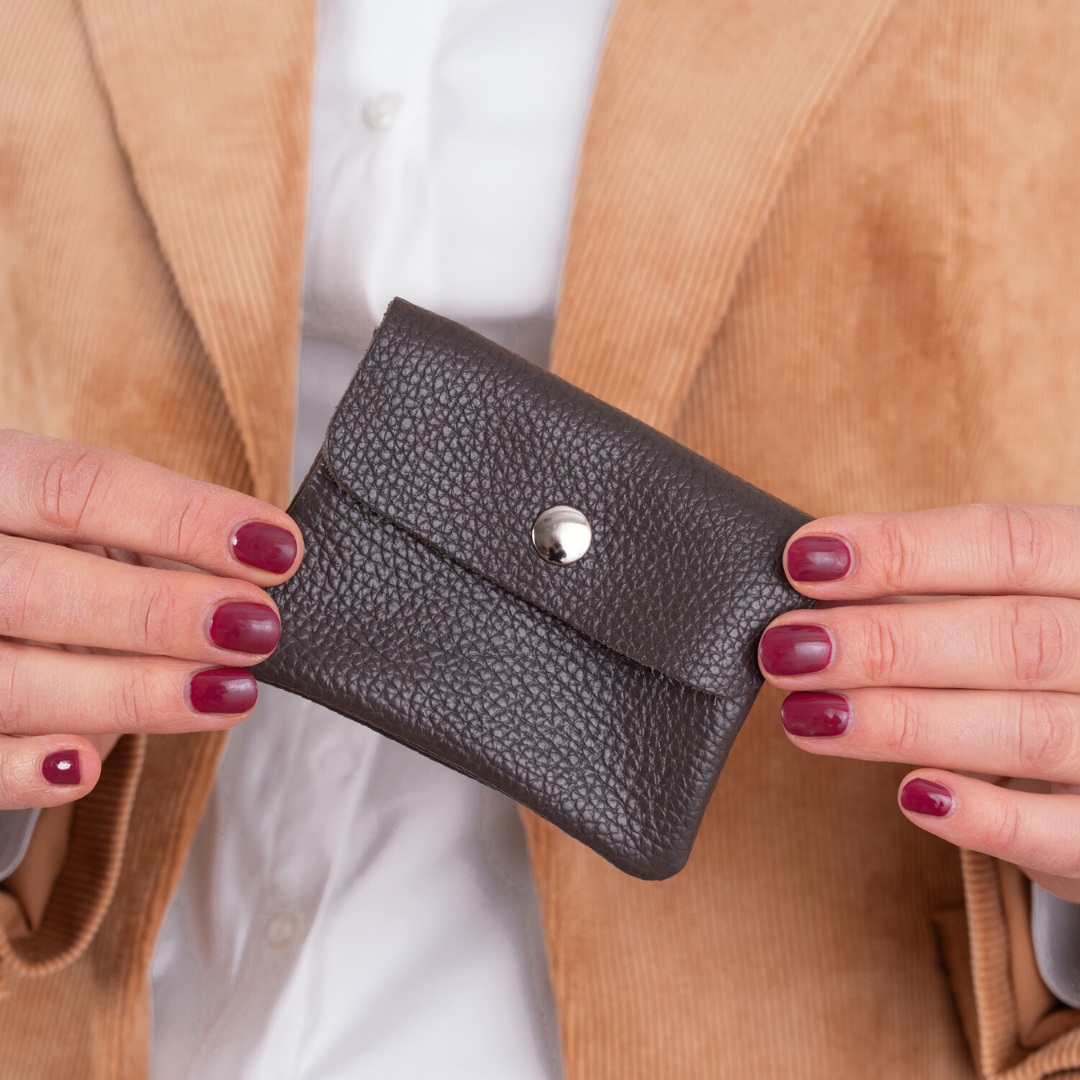 Lederen portemonneetje | Donkerbruin