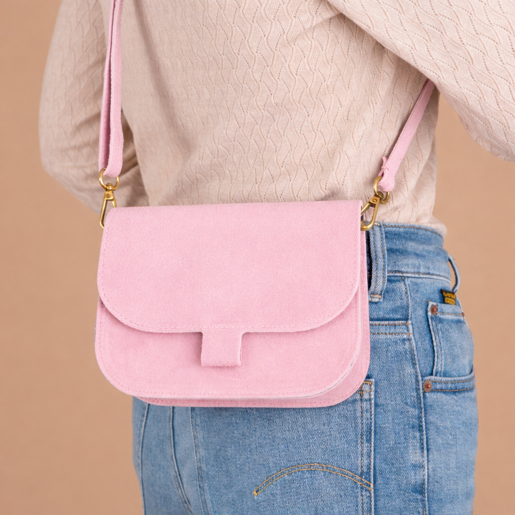 Schoudertas Rimke Suède | Cotton Candy Pink