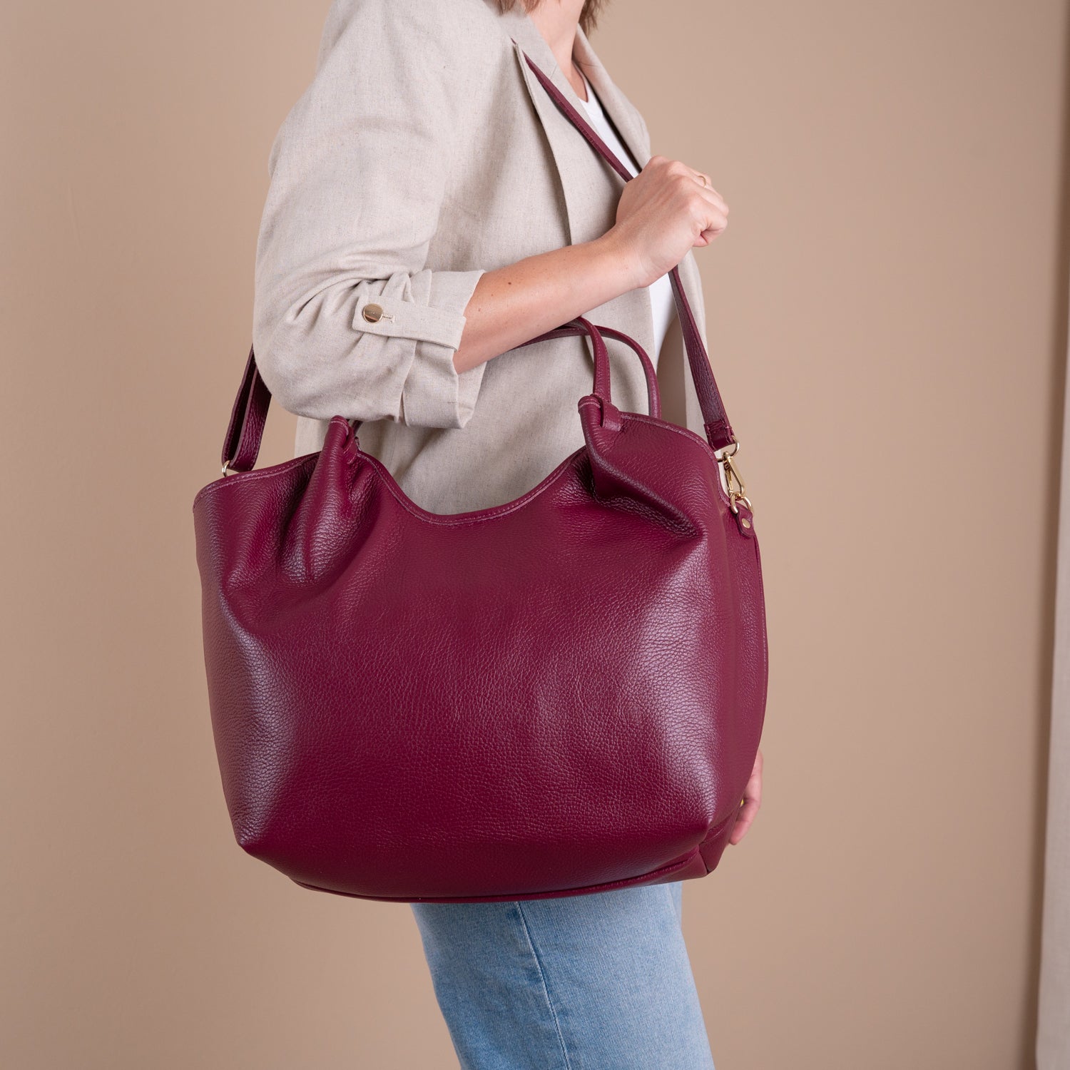 PRE ORDER Week 35 | Leder Shopper Sare | Burgundy