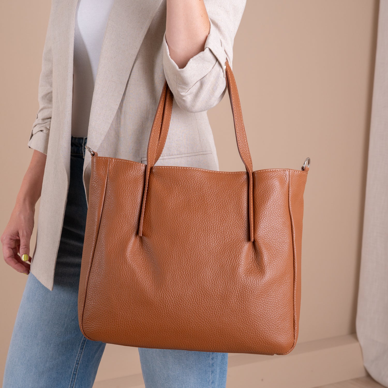 Leder Shopper Mette | Camel