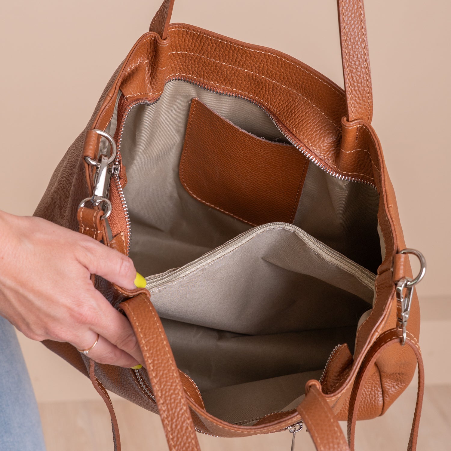 Leder Shopper Mette | Camel