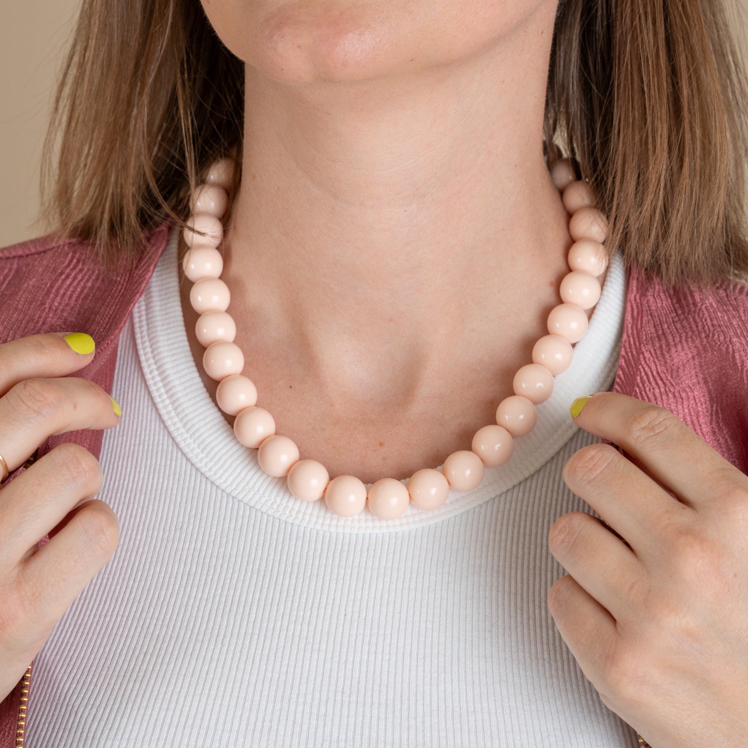 Bold Beads Ketting | Nougat - 14 mm