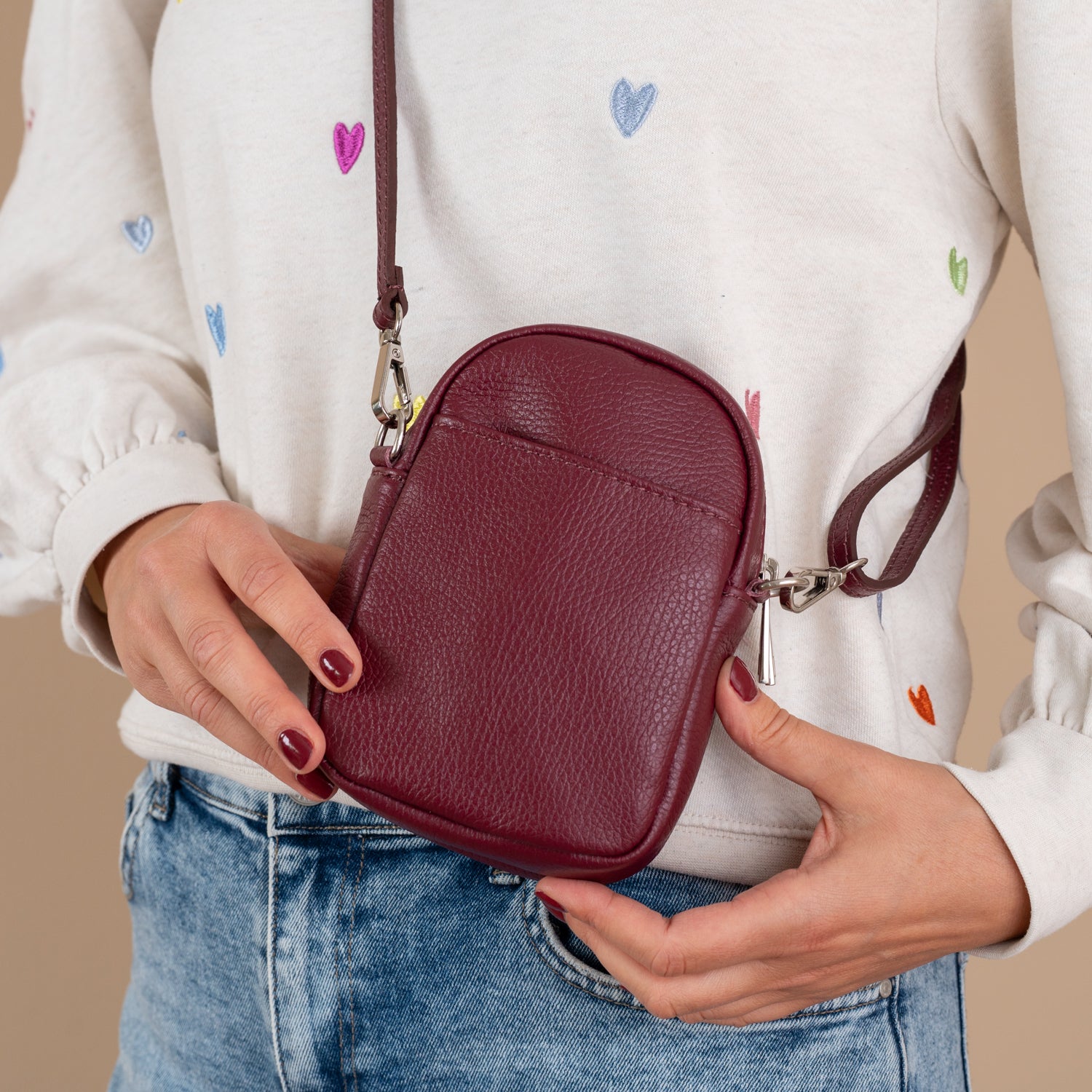 Schouder-/Telefoontasje Rune | Burgundy