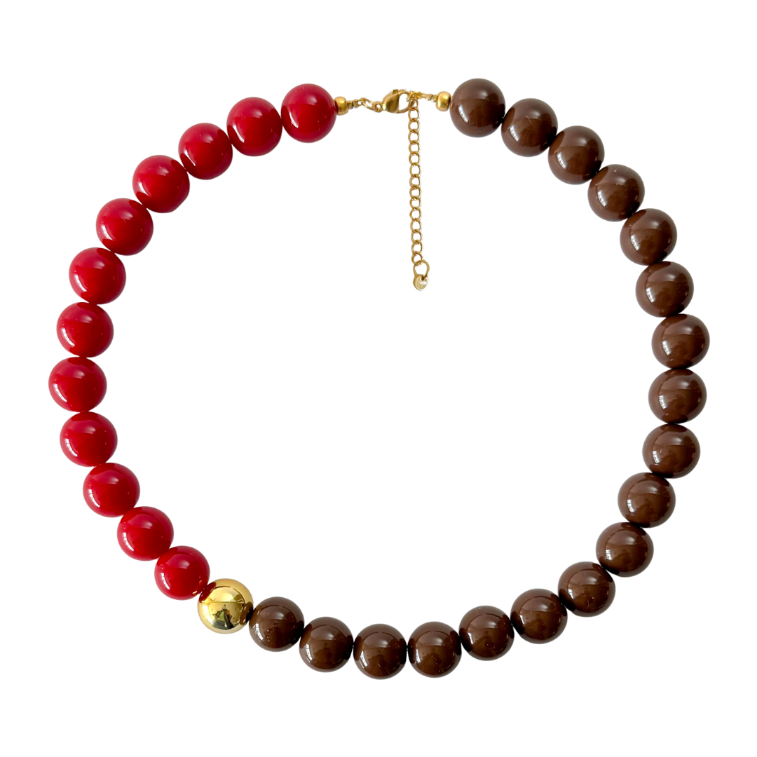 Bold Beads Ketting Two Tone | Cherry & Chocolate - 14 mm