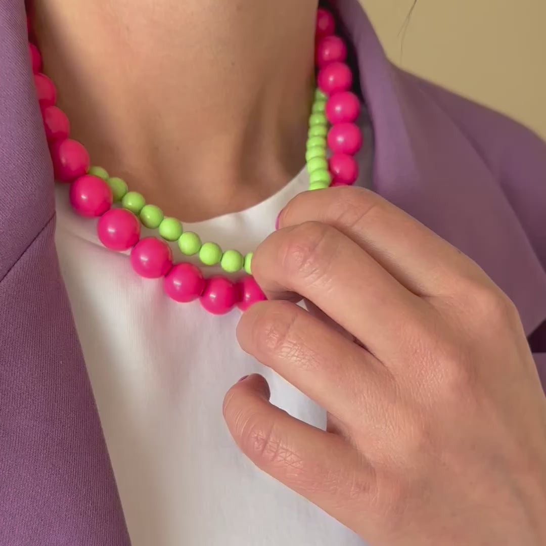 Bold Beads Ketting | Raspberry - 14 mm