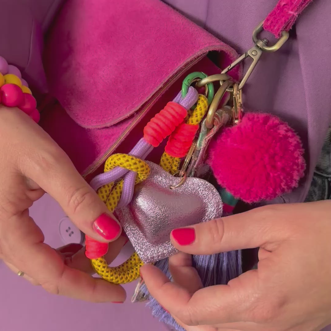 Telefoonkoord Kort | Geel-Fuchsia-Lila