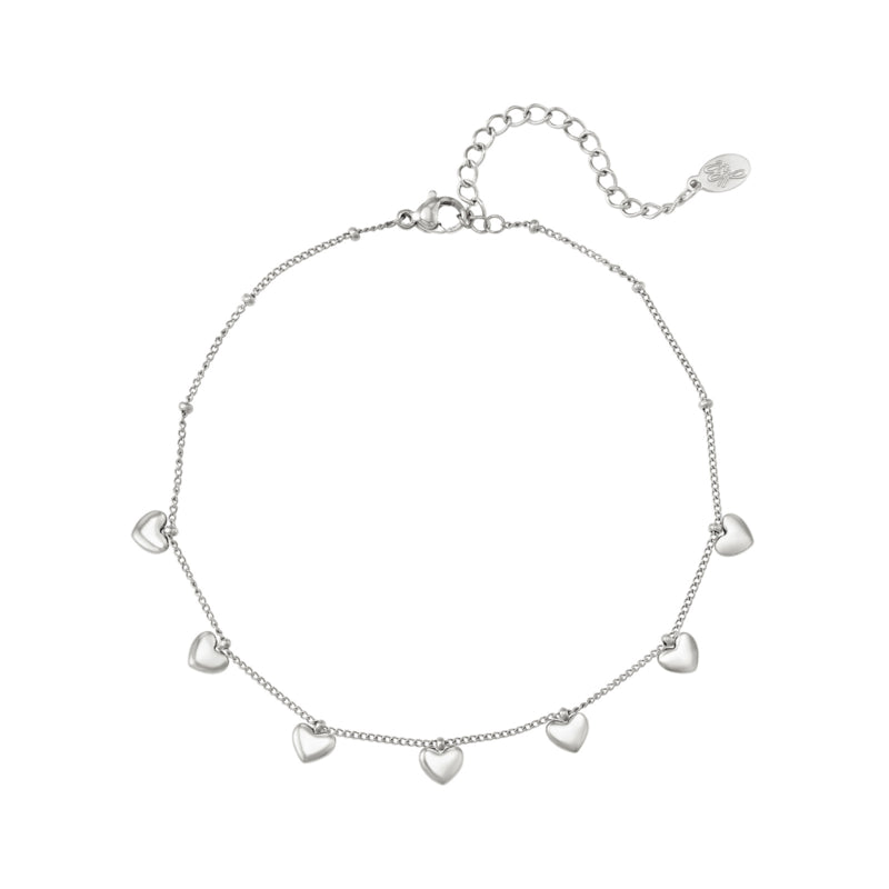 Enkelbandje hearts | Zilver