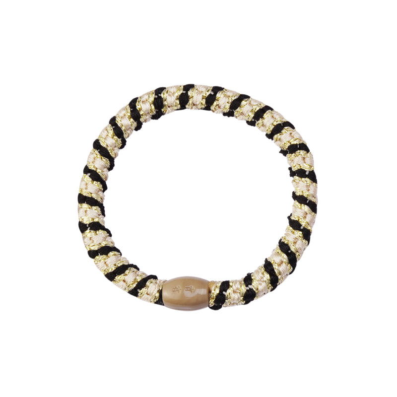 Haarelastiek Glitter Black Ivory Gold
