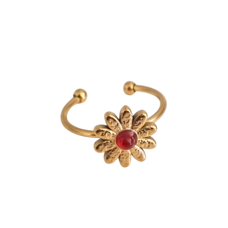 Ring Flower 01 | Natuursteen | Goud
