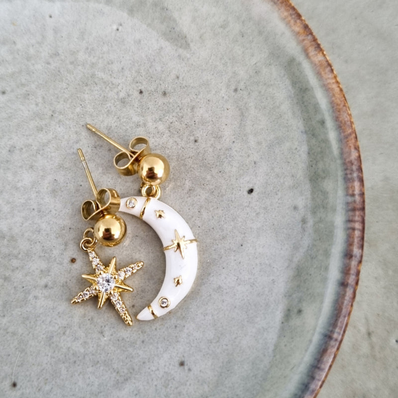 Oorbellen Star & Moon | Goud