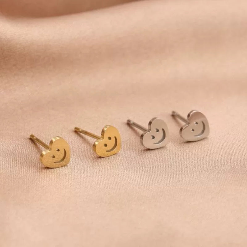 Oorbellen Smiley Heart | Zilver