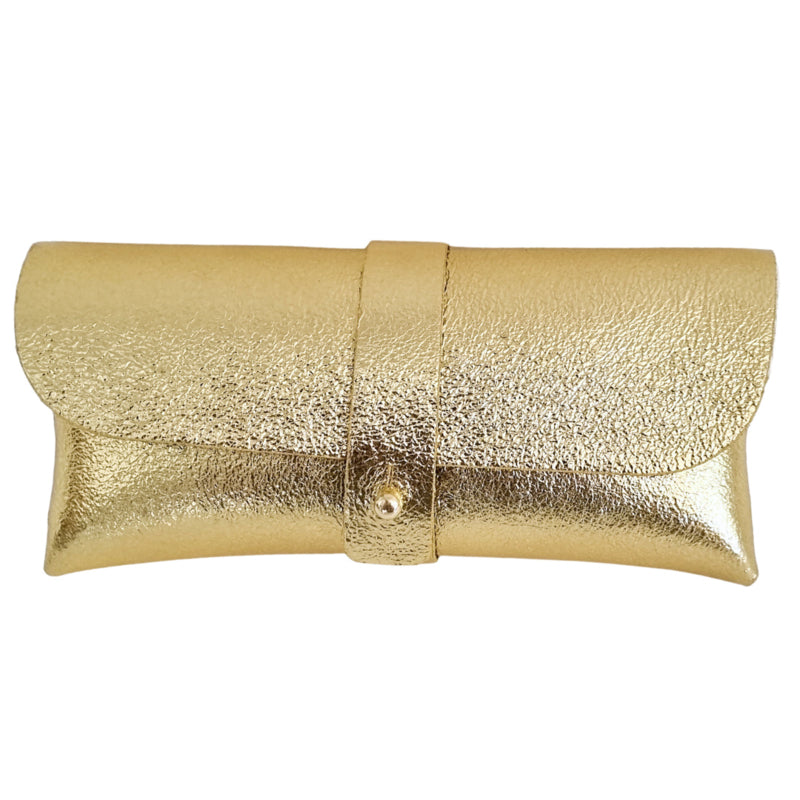 Brillenetui Leder Gold Metallic