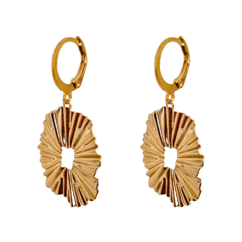 Oorbellen Liquid Waved Coin | Goud