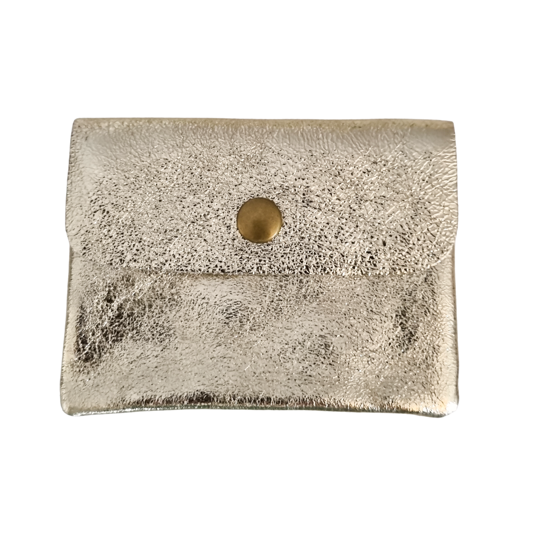 Lederen portemonneetje | Goud Metallic