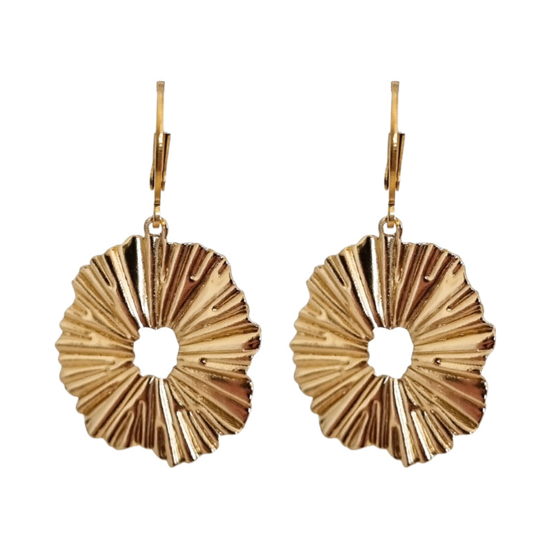 Oorbellen Liquid Waved Coin | Goud