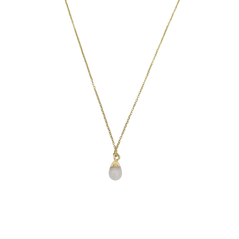 Ketting Druppel Rosequarts | Goud