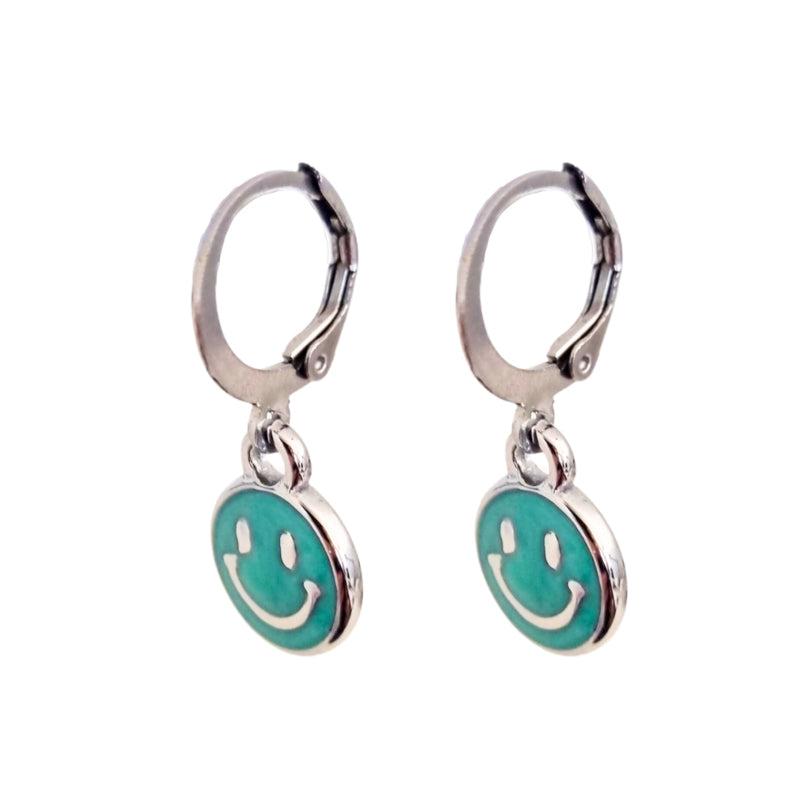 Oorbellen Smiley Turquoise | Zilver