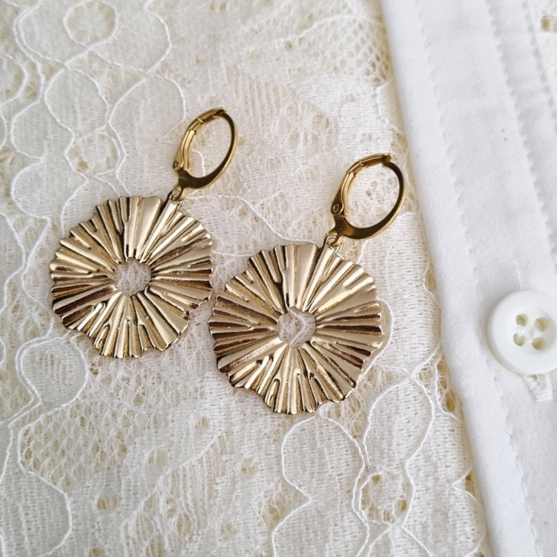 Oorbellen Liquid Waved Coin | Goud