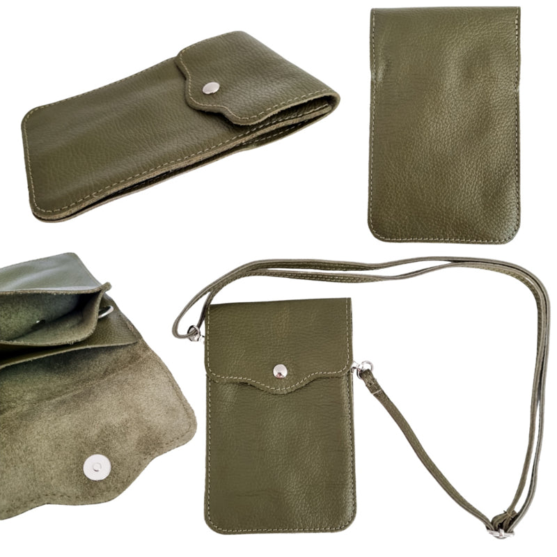 Handytasche Maike (Leder) 2 Fächer | Olive