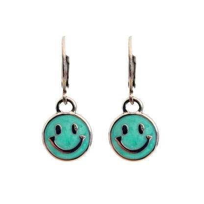 Oorbellen Smiley Turquoise | Zilver