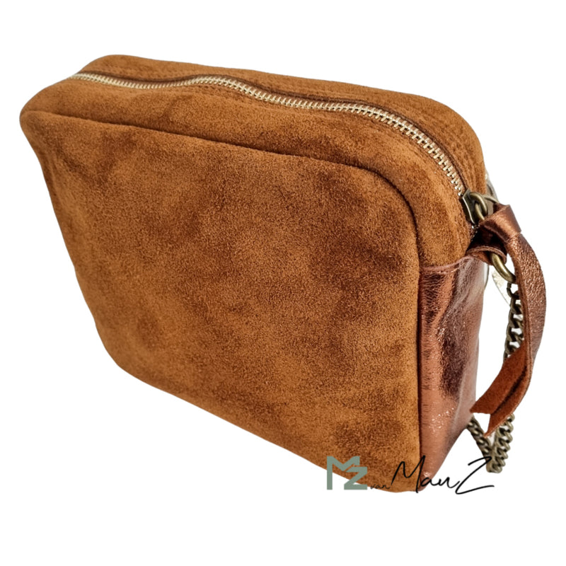 Lederen schoudertas | Panter | Camel