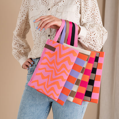 Clutch - Toilettas Billie | Strepen Lila-Papaya