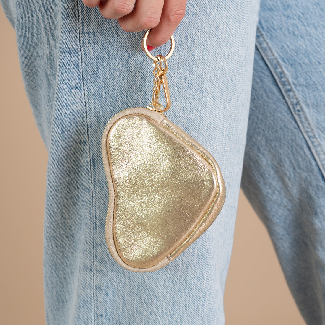 Hart Portemonneetje / Sleutelhanger | Goud Metallic