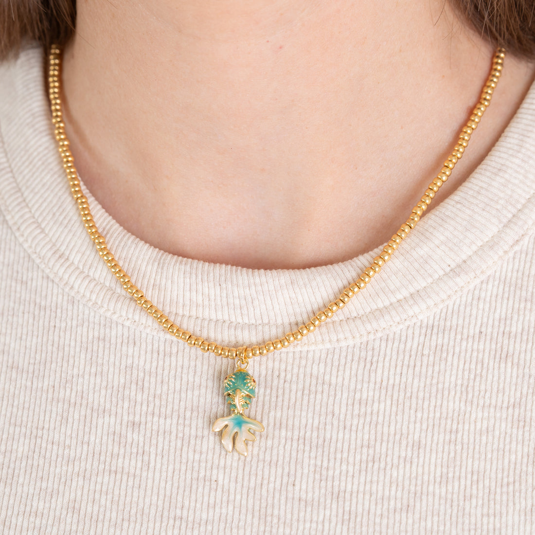 Halskette Perlen Kobalt-Fuchsia-Grün