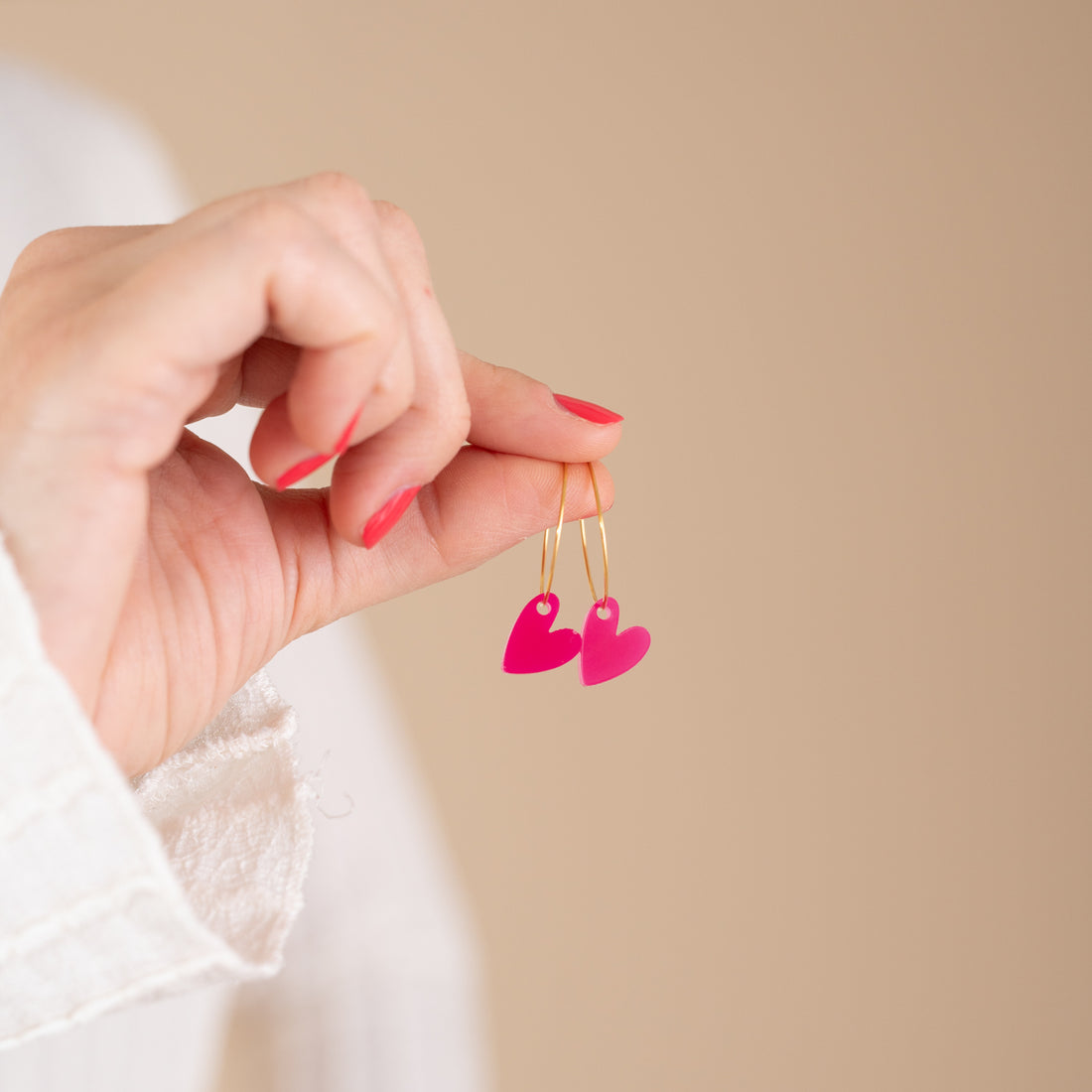 Oorbellen Hoops Lume Charms | Heart Fuchsia