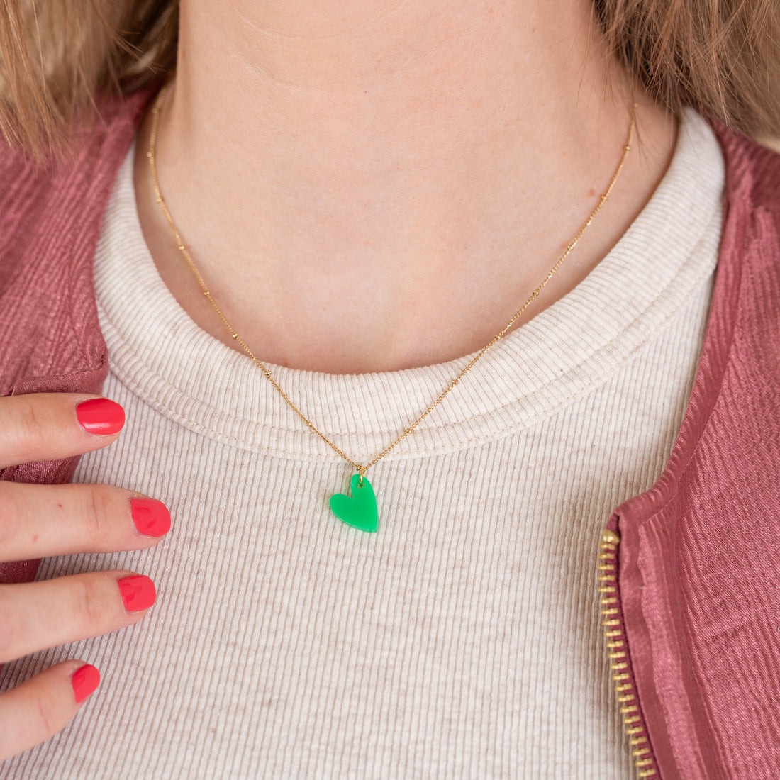 Ketting Lume Charms | Heart Green Gold