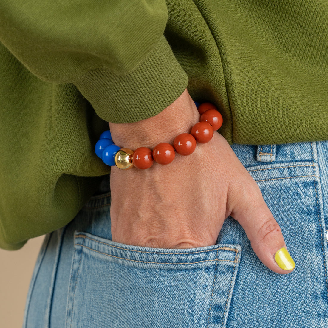 Bold Beads Armband Two Tone | Cinnamon & Kobalt - 14 mm