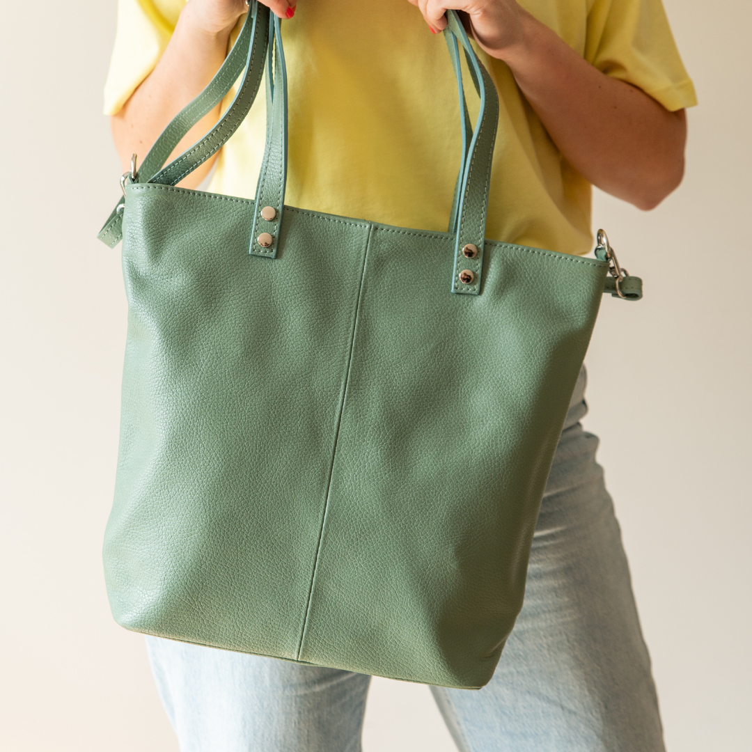 Leather Shopper Dore | Zeegroen