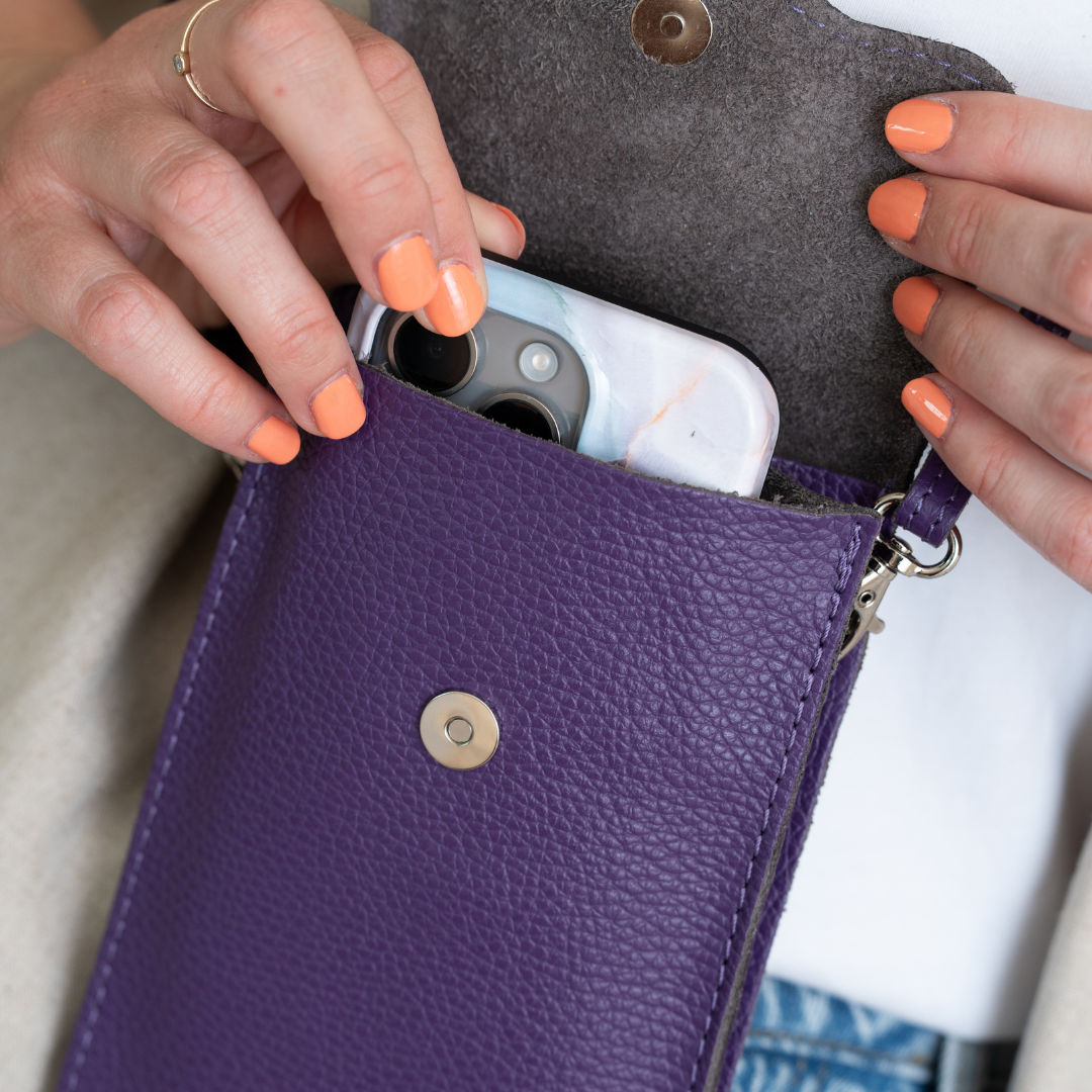 Handytasche Maike (Leder) 2 Fächer | Lila