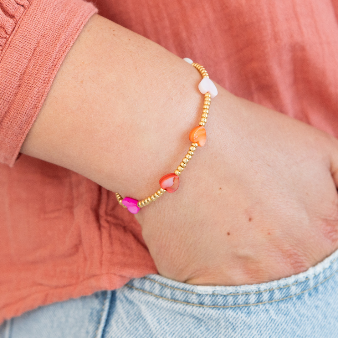 Armband Hartjes | Orange-Pink