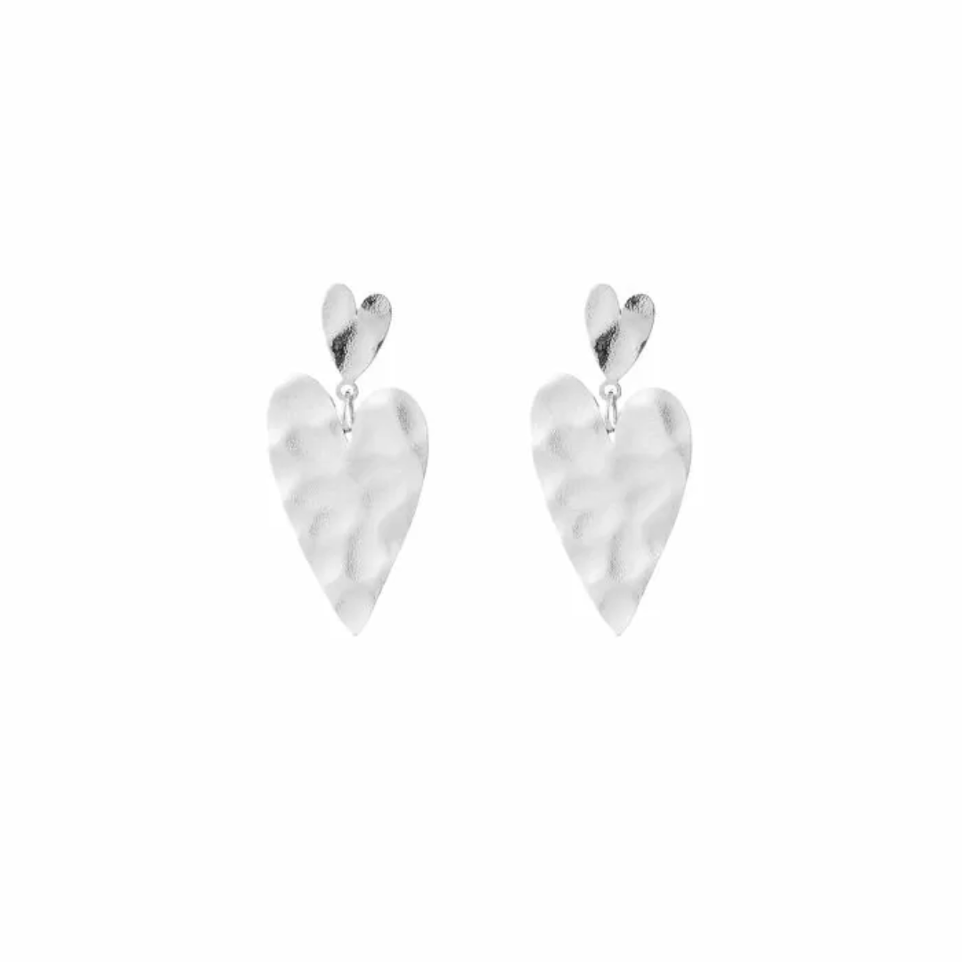 Oorbellen Two Hearts | Zilver