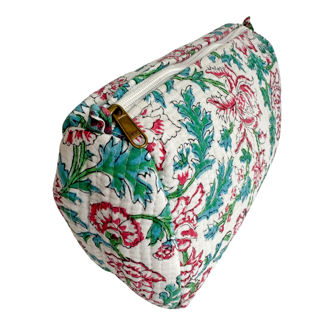 Toiletry Bag Flower Pink - Turquoise | SIZE M