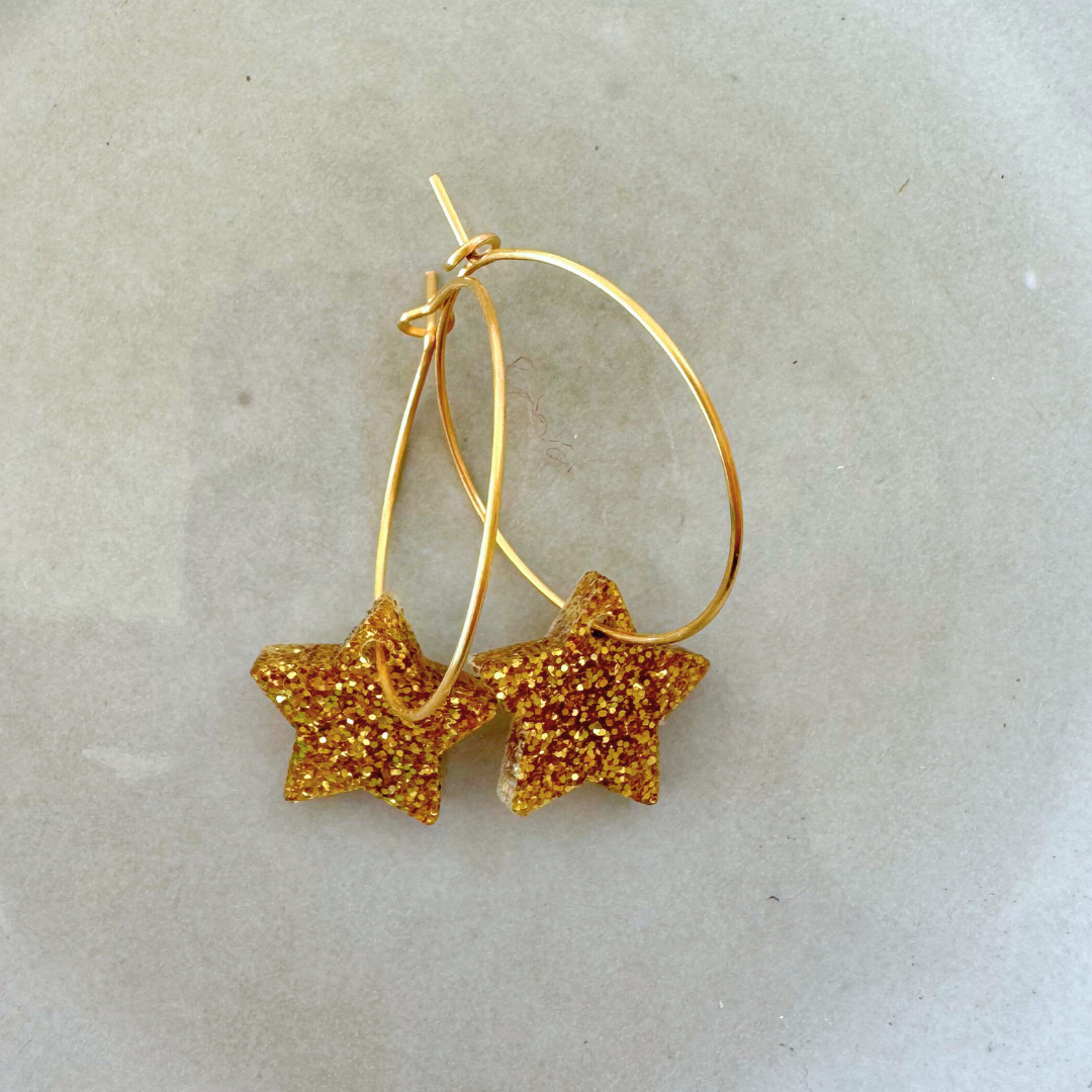 Oorbellen Hoops Lume Charms Festive | Stars - Gold