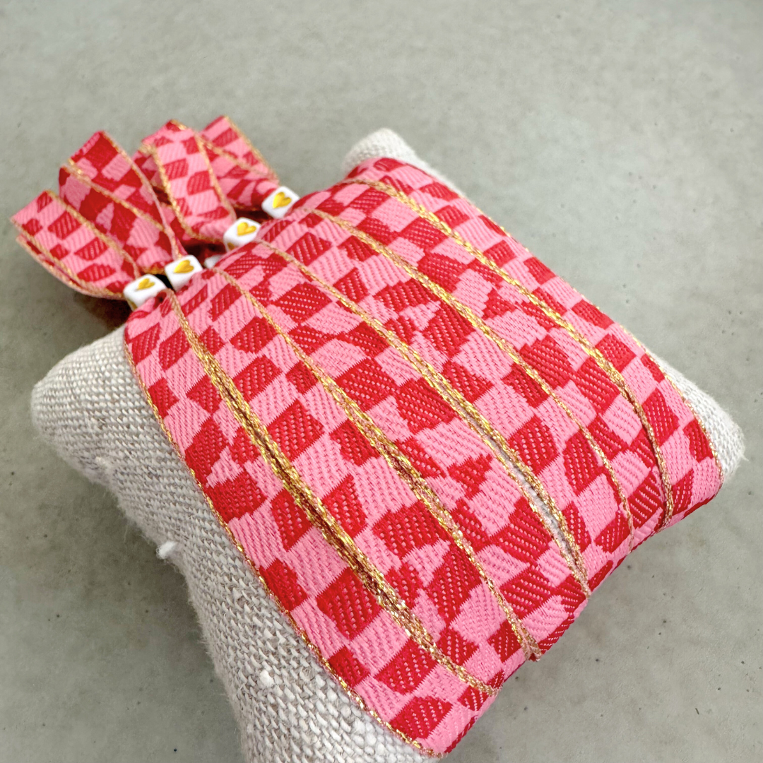 Ribbon Bracelet Checkered Pink Red